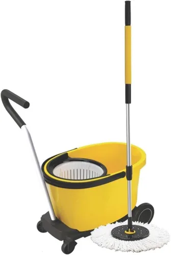 Miniatura 2 de SMOP 360 Spin Mop Comercial, Microfibra, Cubo, Sistema de Limpieza de Pisos para Tiendas y Hogares, Carrito con Ruedas, Cabezal de Repuesto