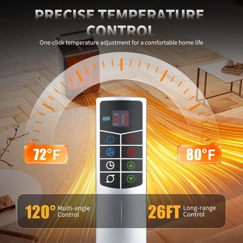 Miniatura 4 de Mando a distancia de repuesto compatible con ventilador de torre oscilante Lasko para todas las estaciones y calentador de espacio FH500 (plateado)