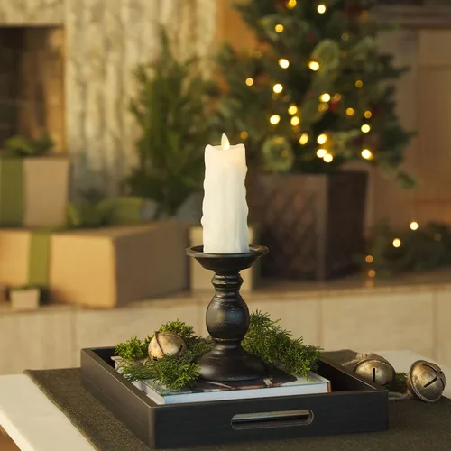 Miniatura 2 de Luminara Vela LED sin Llama con Goteo de Cera Pesada, Blanca 2.5" x 6.5", Función de Temporizador, Pilar de Cera Real, Funciona con Baterías, Sin