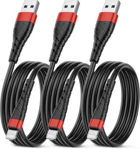 Miniatura 16 de Cable de carga corto con certificación MFi para iPhone, paquete de 3 unidades de 1 pie, 12 pulgadas para cable de carga Lightning, cable de datos