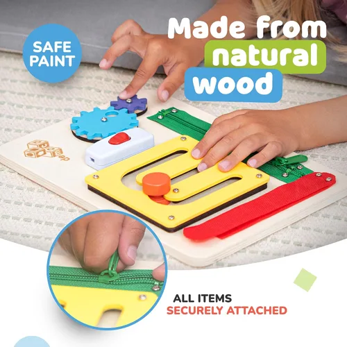 Miniatura 3 de deMoca Tabla de actividades para niños pequeños de 1 año, tablero de madera Montessori de viaje para niños pequeños de 1 a 3 años, actividades
