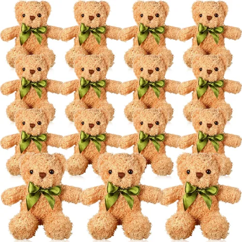 Miniatura 8 de HyDren 15 piezas de osos de peluche de 10 pulgadas, lindo juguete de oso suave con corbata para baby shower, cumpleaños, día de San Valentín, Blanco