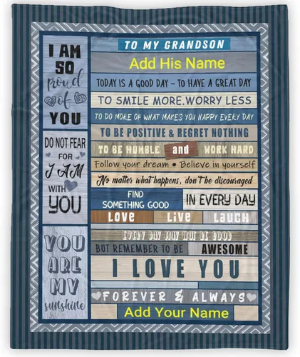 Miniatura 19 de Manta personalizada con nombre de nieto de la abuela y el abuelo de 40 x 50 pulgadas, regalo personalizado con nombre de niño, manta de baloncesto
