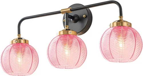 Miniatura 11 de Lámparas de baño de mediados de siglo, aplique de pared de 2 luces con pantalla de vidrio con rayas verdes, luz de montaje en pared, luces modernas