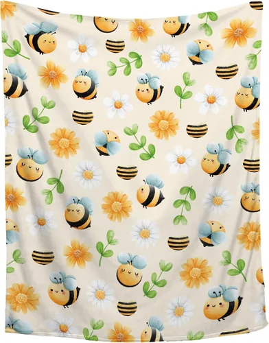 Miniatura 8 de Manta de girasol de abeja, regalo para los amantes de las niñas, manta de franela súper suave para sofá cama, cama acogedora de felpa, decoración