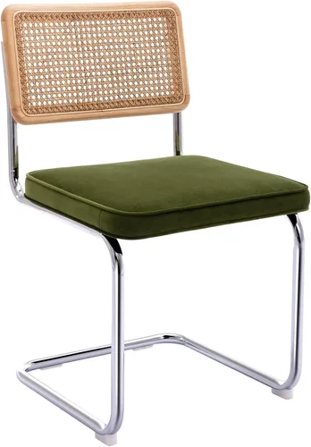 Miniatura 9 de Zesthouse Juego de 4 sillas de comedor modernas de mediados de siglo, sillas de comedor de ratán natural con respaldo de madera maciza y base
