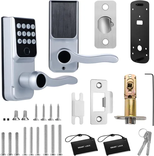 Miniatura 7 de Cerradura de puerta inteligente con huella dactilar sin llave: cerradura electrónica digital LORVIBO con código de contraseña, perilla de puerta