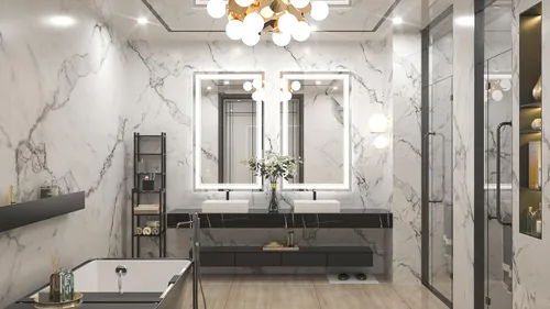 Miniatura 2 de Keonjinn Espejo LED para baño de 39.76 x 24.01 pulgadas, espejo de baño frontal y retroiluminado con luces, vidrio templado HD, 3 luces