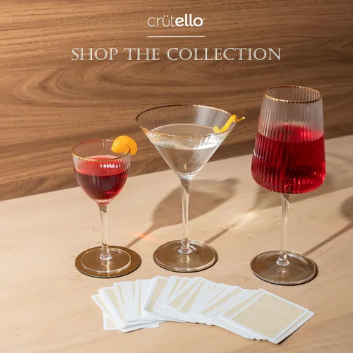 Miniatura 7 de Crutello Copas de vino modernas, cristalería acanalada única de 17 onzas con textura de cristalería acanalada vintage y borde dorado, copas de vino