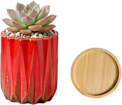 Miniatura 55 de Bonita maceta circular de cerámica para decoración del hogar y jardín, suculentas, cactus, maceta no incluida (azul, 3.19 pulgadas)