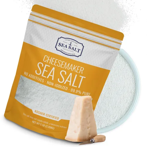 Sal marina fina para hacer queso casero, sin gluten y sin yodado, kit de queso kosher esencial de sal escamosa, bolsa de 5 libras