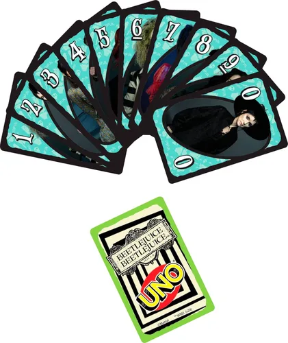 Miniatura 3 de Mattel Games UNO Beetlejuice Beetlejuice Juego de Cartas para Niños, Adultos y Familia con Baraja y Regla Especial Inspirada en la Película
