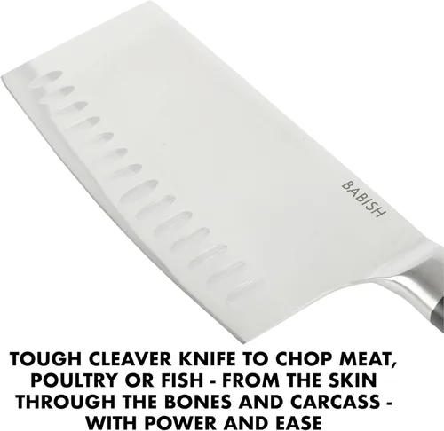 Miniatura 6 de Babish - Cuchillo de navaja forjado de 6.5 pulgadas – Cuchillo de cocina de acero alemán de alto carbono 1.4116 de espiga completa para cortar