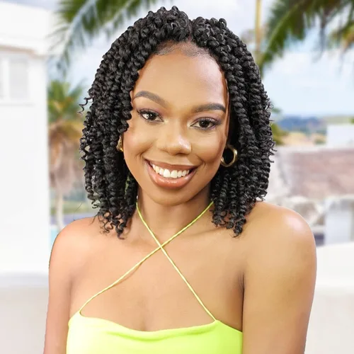 Miniatura 45 de Cabello Passion Twist de 12 pulgadas, 8 paquetes, cabello de ganchillo pretrenzado para mujeres negras, cabello rizado de ganchillo preenlazado, 1b#