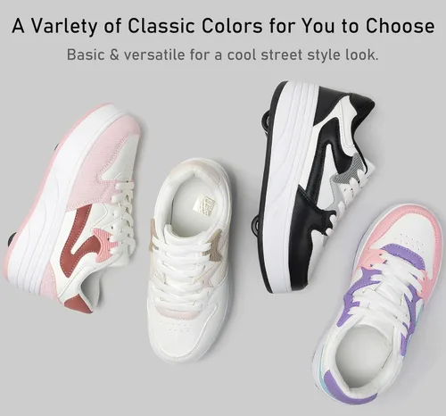 Miniatura 6 de Zapatillas de patinaje con ruedas desmontables para niños y niñas, calzado deportivo blanco/caqui