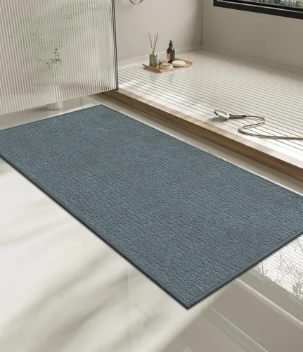 Miniatura 92 de Chakme Juego de 2 alfombras de baño ultrafinas, absorbentes, antideslizantes, lavables a máquina, color negro, 17 x 24 pulgadas / 17 x 30 pulgadas