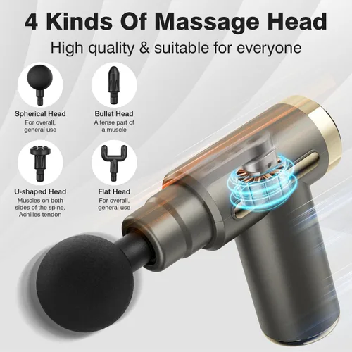 Miniatura 3 de COTSOCO - Mini pistola de masaje manual, de tejido profundo con 6 velocidades, masajeador muscular inalámbrico con 4 cabezales, carga tipo C