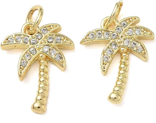 Miniatura 22 de Stiesy 10 dijes de circonita cúbica transparente de Virgen María, chapados en oro de 18 quilates, dije religioso para rosario, collar, joyería, Flor