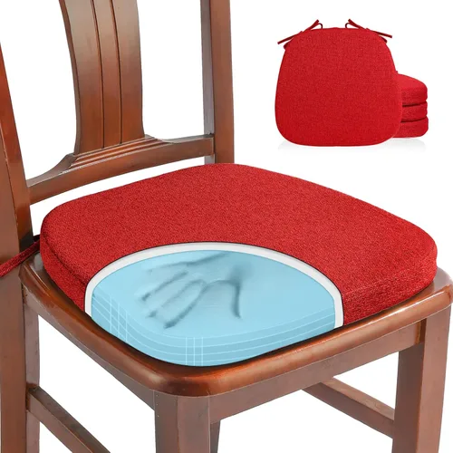 Miniatura 41 de SINOSSO Paquete de 4 cojines de espuma viscoelástica para sillas de comedor, tela tejida amigable de 16 pulgadas en forma de U, cómodas almohadillas