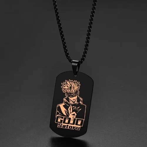 Miniatura 4 de FiShr Anime Jujutsu Kaisen Collares Satoru Gojo Acero Inoxidable Colgantes Figura Cosplay Ejército Etiqueta Colgante Collar
