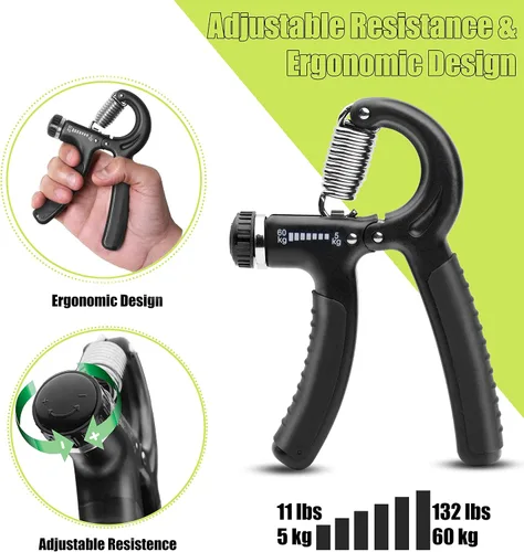 Miniatura 2 de Ejercitador fortalecedor de agarre de 11.0-132.3 lbs – fortalecedor de agarre ajustable con resorte de acero inoxidable para muñecas fuertes, dedos