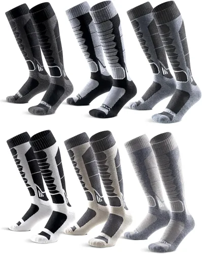 Miniatura 20 de Calcetines de lana de merino para esquí para hombres, mujeres y jóvenes - Calcetines térmicos de snowboard con amortiguación completa por encima