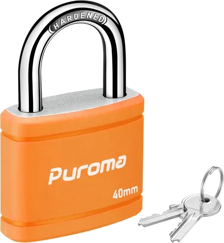 Miniatura 15 de Puroma Candado con llave con 2 llaves iguales, cerradura de casillero de 7/8 pulgadas, cerraduras de alta resistencia para puerta, cerrojo, caja