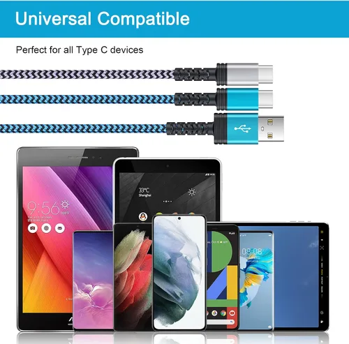 Miniatura 7 de Cable de carga C de 6 pies, cable de carga rápida tipo C, cargador de teléfono Android para Moto G Stylus/Play/Power, Razr, Samsung Galaxy Blanco
