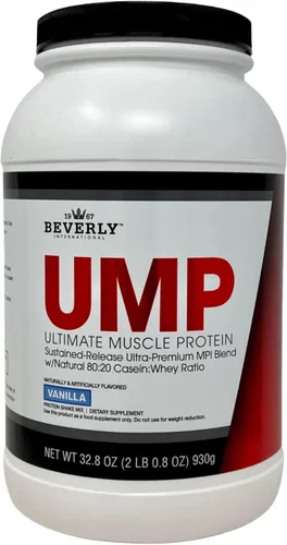Beverly International UMP Proteína en polvo, vainilla. Proporción única de suero y caseína que construye músculo magro. Fácil de digerir. Sin