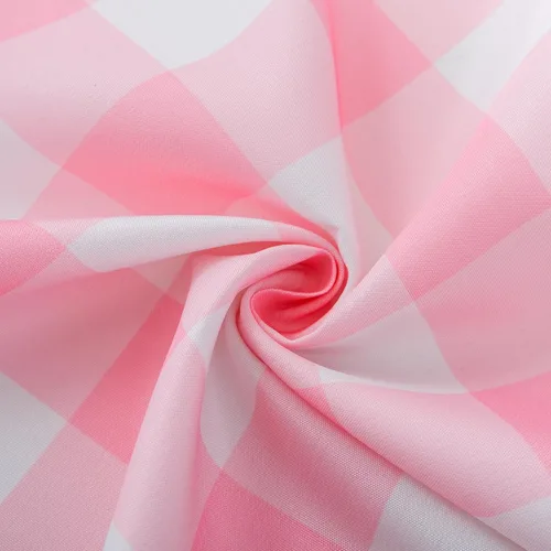Miniatura 9 de Mantel Redondo Rosa de 60 Pulgadas Mantel a Cuadros Gingham - Cubierta de Mesa de Poliéster Rosa y Blanco a Cuadros Plaid Reutilizable Resistente al