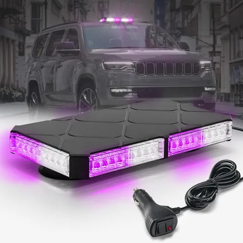 Miniatura 10 de Luces Estroboscópicas Magnéticas Ámbar de Techo para Camiones, Luz de Advertencia de Emergencia y Precaución para Vehículos y Automóviles