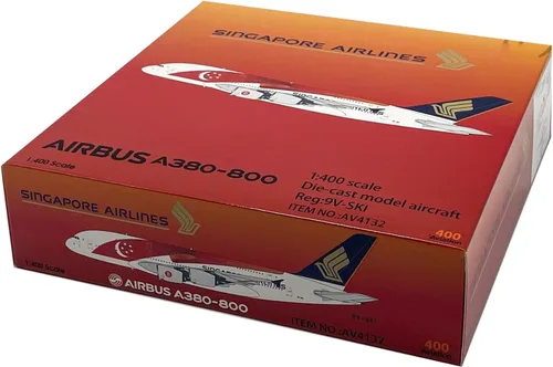 Miniatura 7 de Modelo de aleación de avión fundido a presión, modelo de avión 1/400 Singapore Airlines A380-800, juguetes y decoraciones para adultos, 7.9 x 4.6