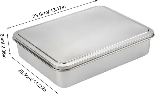 Miniatura 2 de DOITOOL Molde para pasteles de acero inoxidable con tapa de 11 x 13 pulgadas, antiadherente, rectangular, de metal, para tartas, tiramisú, cazuelas
