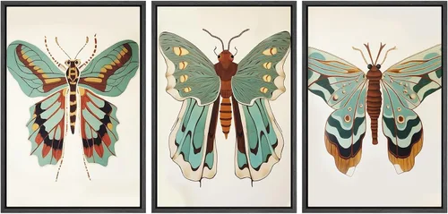 Miniatura 113 de SIGNWIN Lienzo enmarcado para pared, juego de arte de collage de hojas transparentes en blanco y negro, ilustraciones de naturaleza silvestre, arte