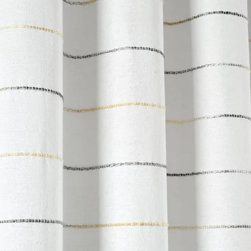 Miniatura 5 de Lush Decor Paneles de Cortinas de Ventana de Algodón Teñido con Hilo de Rayas Ombré, Par, 40" An x 95" L, Amarillo y Gris - Cortinas - Cortinas