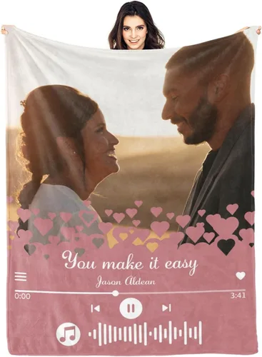 Miniatura 23 de D-Story Manta personalizada con fotos con cualquier texto - Mantas con imágenes personalizadas para Navidad, cumpleaños, regalos para parejas