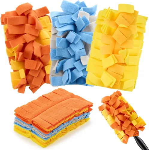 Miniatura 39 de Zubebe 12 piezas de repuesto de plumero de forro polar reutilizables, plumeros planos de plumas, almohadillas de limpieza lavables para múltiples