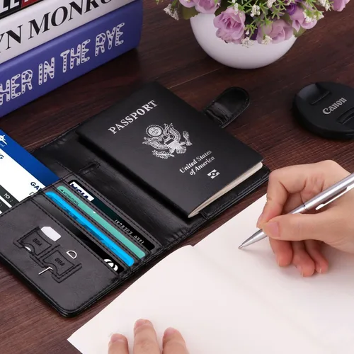 Miniatura 7 de WALNEW Funda para pasaporte de viaje, pasaporte, tarjetero, cartera