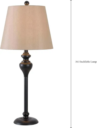 Miniatura 11 de Kenroy Home Charlotte - Paquete de 3 lámparas de mesa, 1 lámpara de pie con acabado de bronce aceitado, estilo clásico, 30.5 pulgadas de alto, 13