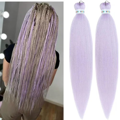 Miniatura 145 de Cabello trenzado preestirado rosa magenta, extensiones de cabello sintético de color rosa para trenzas, no tóxico, hipoalergénico