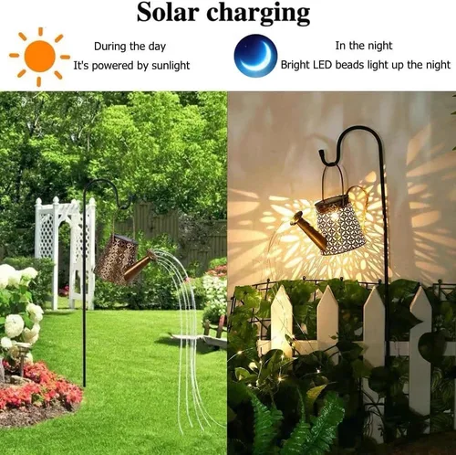 Miniatura 6 de B-Best Luces Solares para Exteriores Decoraciones de Jardín, Luz de Paisaje en Forma de Regadera Farol Colgante Grande, Decoración de Patio Exterior
