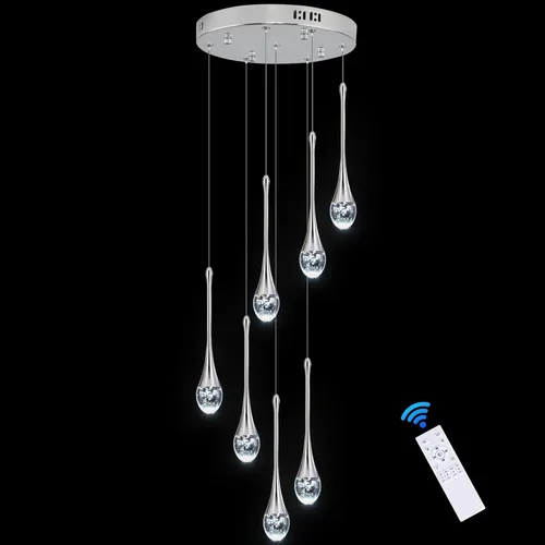 Miniatura 11 de Moderno candelabro de cristal de 7 luces, color negro, H60 pulgadas, techo alto, espiral, regulable, LED, burbuja, gota de lluvia, lámpara