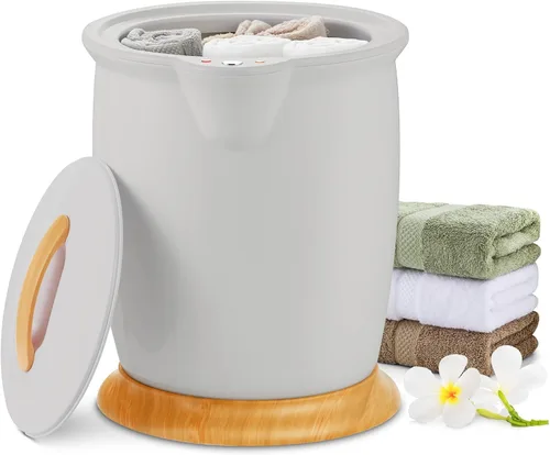 Miniatura 11 de WELLHUT Calentador de toallas calientes de 21 litros, calentadores de toallas de baño con soporte para fragancia, función de aislamiento, Gris