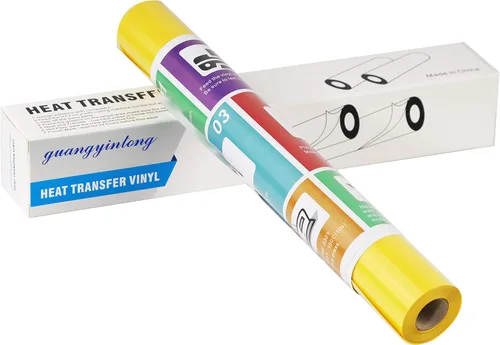 Miniatura 6 de Guangyintong Rollos de Vinilo Amarillo de Transferencia de Calor HTV, 12" x 8 pies, Superficie Brillante de Vinilo para Planchar en Camisetas, Fácil