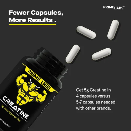 Miniatura 4 de Prime Labs Cápsulas de monohidrato de creatina - 5g (5000mg) - Crecimiento muscular, recuperación, función cerebral - para hombres y mujeres - 120