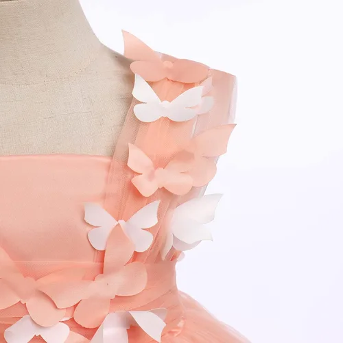 Miniatura 5 de Vestido de tutú con lentejuelas y lazo alto y bajo, vestido de pétalos de encaje, princesa, concurso, boda, fiesta de cumpleaños, vestido formal