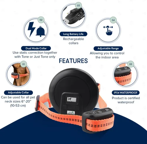 Miniatura 5 de My Pet Command, Barrera para mascotas de interior con rango ajustable, corrección estática y de tono, valla oculta para collar de contención