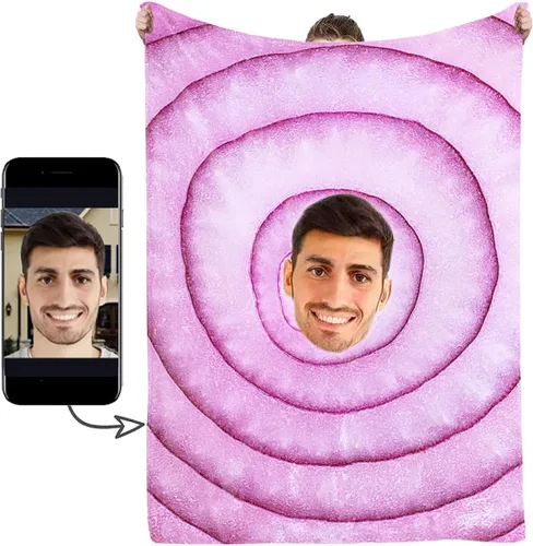 Miniatura 13 de Manta personalizada con foto de cara, manta personalizada con características faciales, manta graciosa para sofá, cama, sofá cálida y acogedora