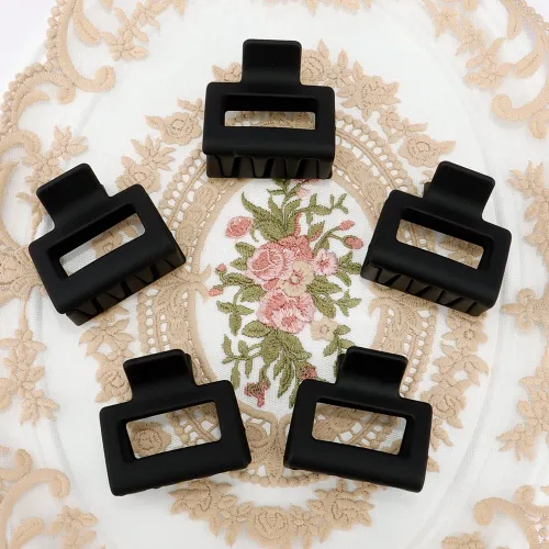 Miniatura 7 de ATODEN Pinzas cuadradas mate para el cabello para mujeres y niñas, 5 abrazaderas rectangulares de agarre antideslizantes medianas para cabello corto
