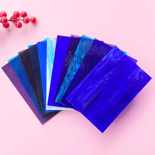 Miniatura 3 de ILLUCKAI 12 hojas de vidrieras fusibles COE 96, suministros de vidrio fundido de 4 x 6 pulgadas, selección azul y morado, suministros de fusión